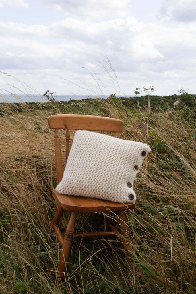 Shearwater Garter Stitch Cushion with Button detail