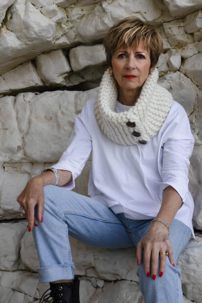 Garter Stitch Button Cowl - The Knitter's Yarn