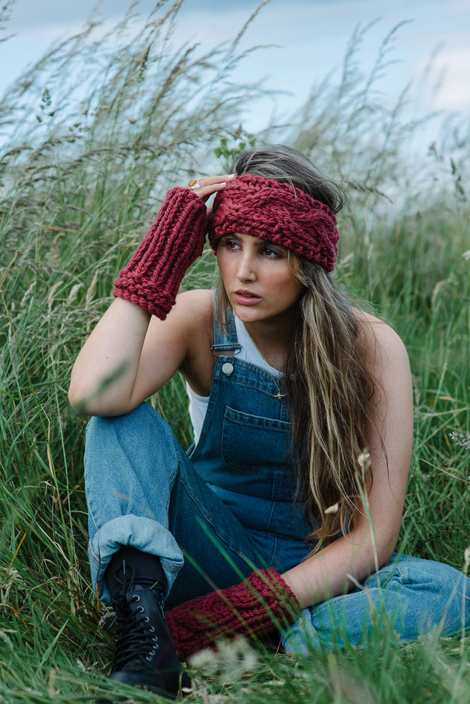 Cormorant Cable Headband & Fingerless Mitts