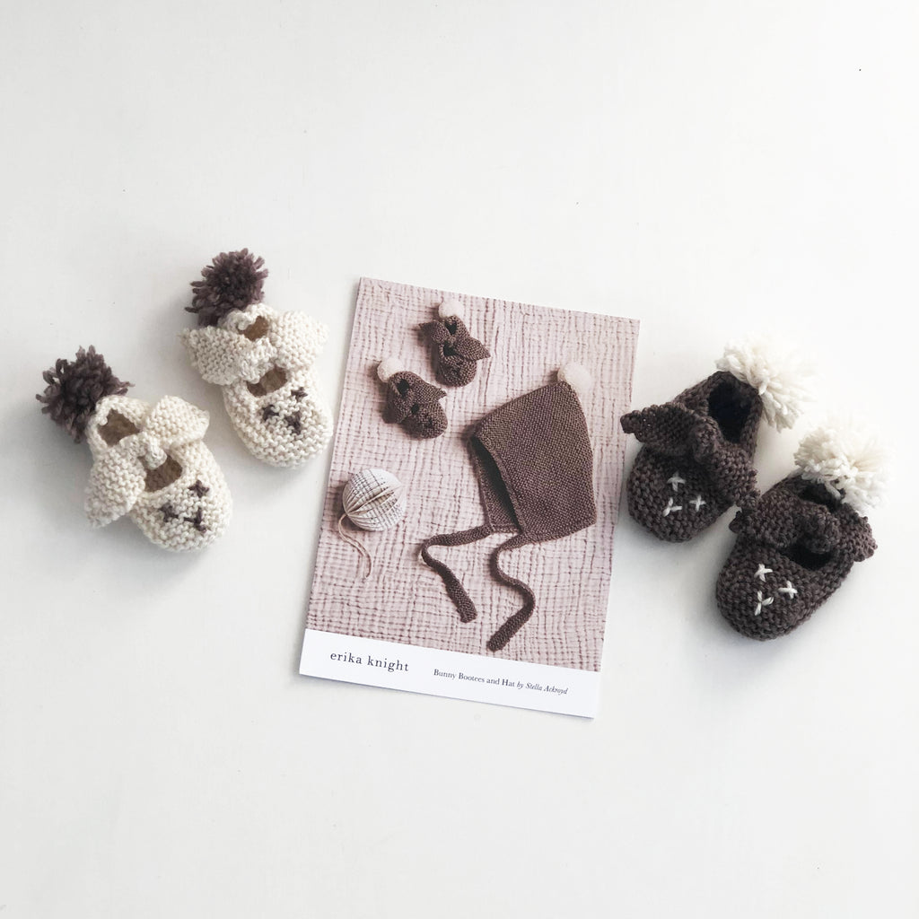 Bunny Bootees and Hat by Stella Ackroyd for Erika Knight's British Blue Wool