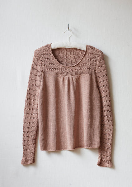 Erika Knight Camellia Sweater knitted in Studio Linen PDF Pattern - The Knitter's Yarn